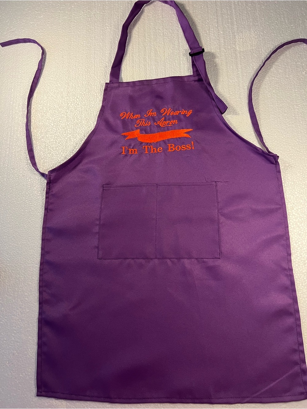 Purple "I'm the Boss" Apron Youth Child Small Adult Embroidered Pocket